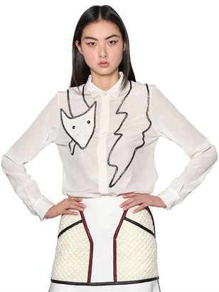 Tsumori Chisato Fox Detail Silk Crepe De Chine Shirt