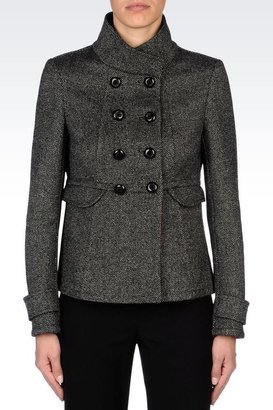 Armani Collezioni Double-Breasted Pea Coat In Wool Blend