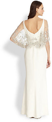 Notte by Marchesa 3135 Notte by Marchesa Silk Embroidered Cape Gown