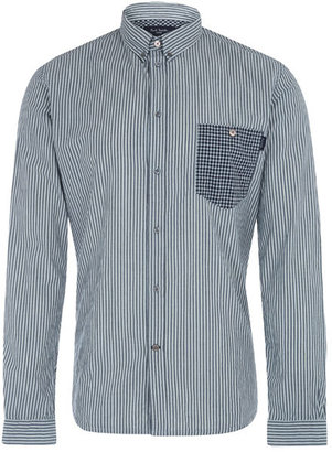 Paul Smith Grey Stripe Gingham Cotton Shirt