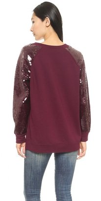 DKNY Raglan Sleeve Pullover with Sequin Sleeves