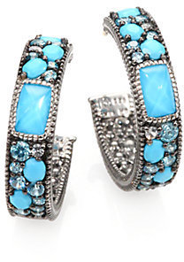Judith Ripka Multi Gemstone Hoop Earrings/0.7"