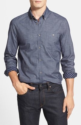 Ted Baker 'Carded' Extra Trim Fit Chambray Twill Sport Shirt