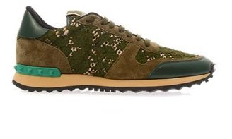 Valentino Rockstud lace and leather trainers