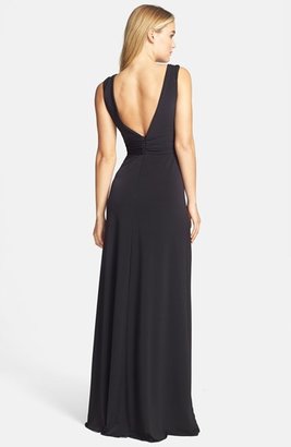 Amsale Draped Neck Jersey Gown