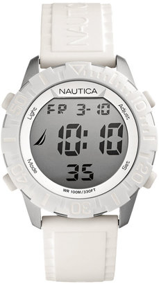 Nautica Unisex Digital White Silicone Strap Watch 44mm N09926G