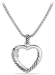 David Yurman Petite X Heart Pendant Necklace with Diamonds