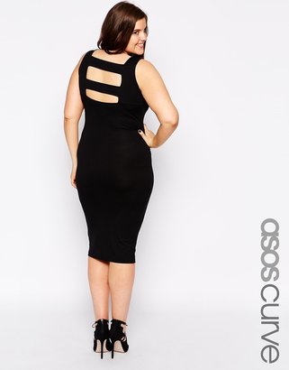 ASOS CURVE Bodycon Dress with Strap Back Detail in Longer Length
