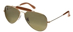 Ray-Ban Aviator Craft With Leather Detail Sunglasses - Gold