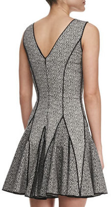 Halston Outlined Printed Flare Dress