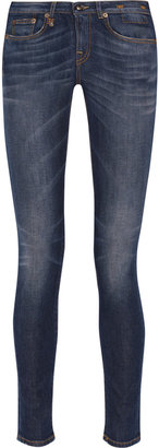 R 13 Faded mid-rise skinny jeans