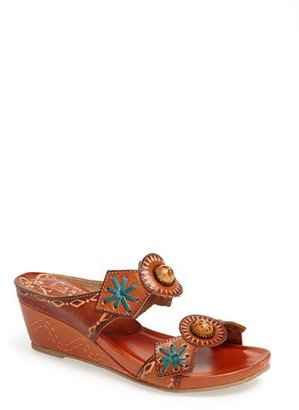 Spring Step 'Sesame' Leather Wedge Sandal