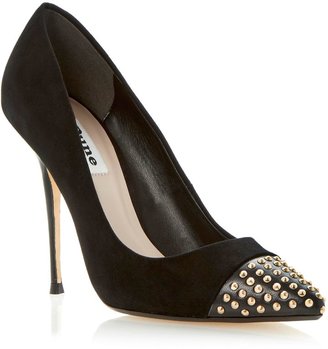 Dune Alesha studded pointed toe cap detail court shoes