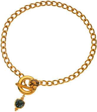 T Tahari Gold-Tone Toggle Necklace with Crystal Accents