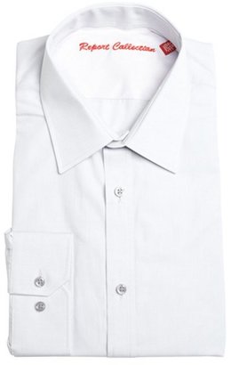 Report Collection grey cotton point collar dress shirt