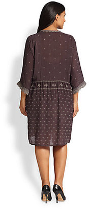 Johnny Was Johnny Was, Sizes 14-24 Embroidered Button-Front Dress