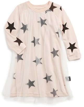 NUNUNU Star Print Tulle & Cotton Dress (Baby Girls)