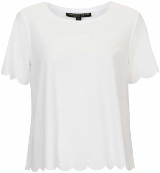 Topshop Petite Scallop Frill Tee