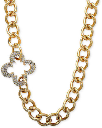 Marie Claire 18k Gold-Plated Crystal Clover Linked Chain Necklace (2 ct. t.w.)