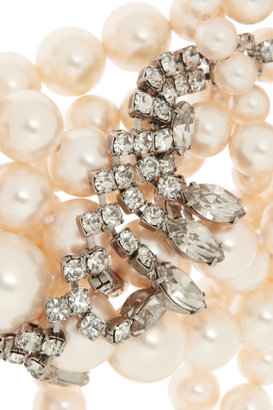 Tom Binns Grand Dame rhodium-plated, Swarovski pearl and crystal necklace