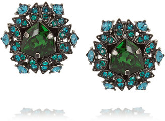 Lanvin Iconic gunmetal-tone crystal clip earrings