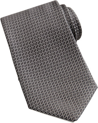 Charvet Neat Grid Silk Tie, Silver/Black
