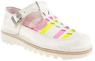 Kickers T Bar Womens White Pink Patent Flats Shoes