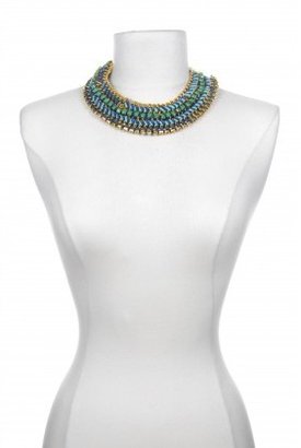 Sequin Woven Light Blue and Green Necklace