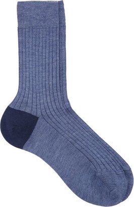 Maria La Rosa Solid Mid-Calf Sock-Blue