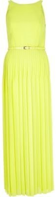 River Island Lime pleated belted maxi dress