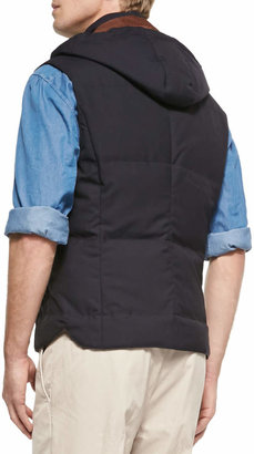 Brunello Cucinelli Wool Hooded Vest, Navy