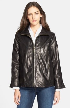 Ellen Tracy A-Line Lambskin Leather Jacket