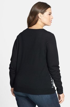 Sejour Jacquard Front Merino Sweater (Plus Size)