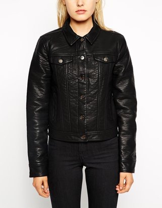 MANGO Buttoned Faux Leather Jacket