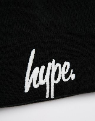 Hype Black and White Embroidered Beanie