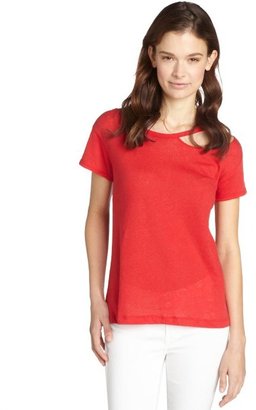 LnA red linen blend 'Palm Desert' ripped detail crewneck t-shirt