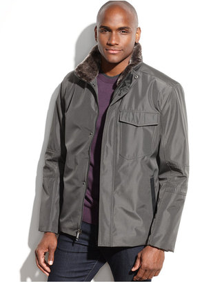 Andrew Marc Caldwell City Water-Resistant Faux-Fur-Collar Bomber