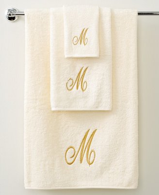 Avanti Towels, Monogram Initial Script Ivory and Gold 11" x 18" Fingertip