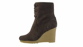 Michael Kors Womens Rory Lace-Up Side-Zip Wedge Platform Apricot Heels Boots