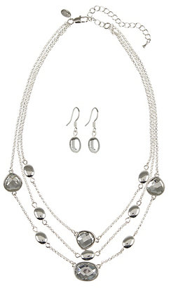 Marks and Spencer M&s Collection Silver Plated Chequerboard Multi-Row Necklace & Earrings Set