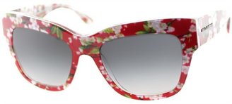 Dolce & Gabbana DG4231 2845/8G Red Peach Flowers Oversized Square Plastic Sunglasses Grey Gradient Lens