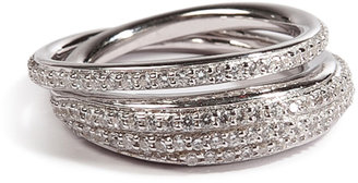 Tom Binns Silver Saturn Ring with White Pave Crystals