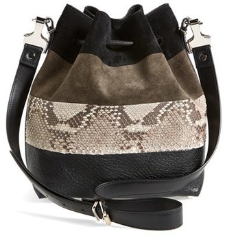 Proenza Schouler 'Medium' Suede & Genuine Snakeskin Bucket Bag