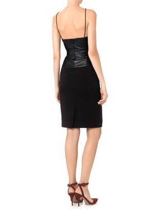 L'Agence Black Leather Bodice Dress