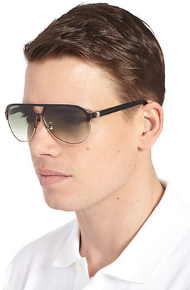 Alexander McQueen Acetate & Metal Aviator Sunglasses