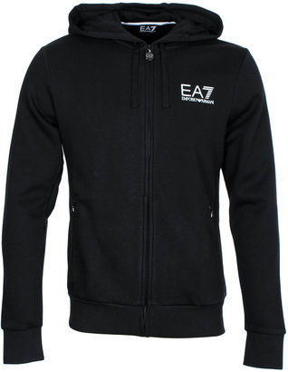 Emporio Armani EA7 Black Hooded Zip-Through Sweatshirt