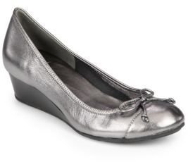 Cole Haan Tali Air Metallic Leather Bow Wedges