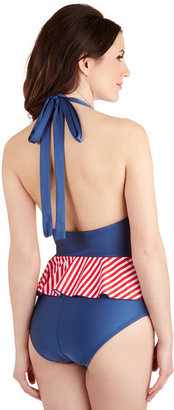 Fables by Barrie Star in Stripes One-Piece Swimsuit in Blue