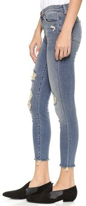 J Brand Mid Rise Destructed Cropped Jeans