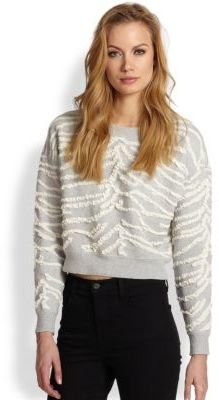 Rebecca Taylor Zebra-Striped Textured Sweater